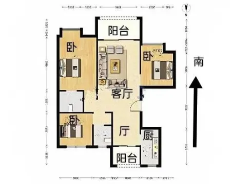 京师国府3室2厅1卫朝南北毛坯
