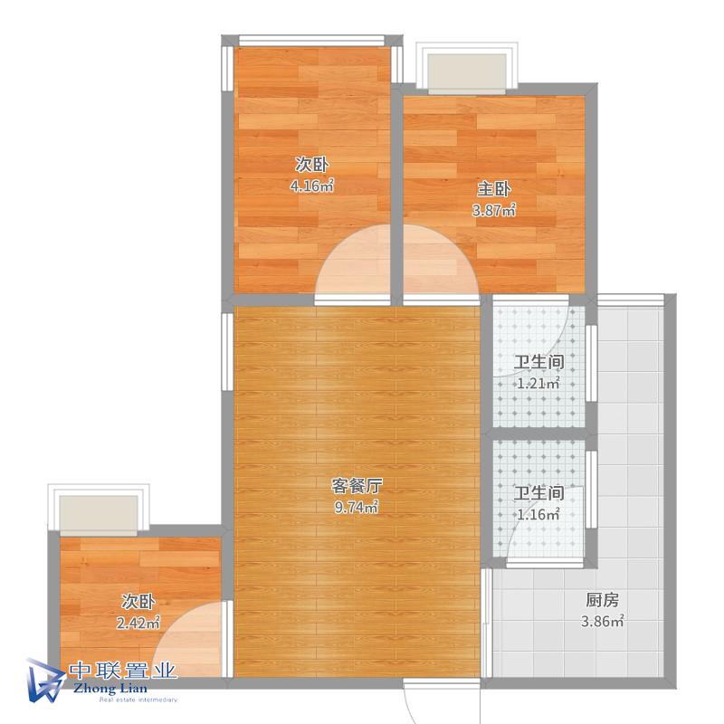 蓝鹰美庐88万元96.05㎡3室2厅2卫1阳台精装，好房出售-蓝鹰美庐二手房价