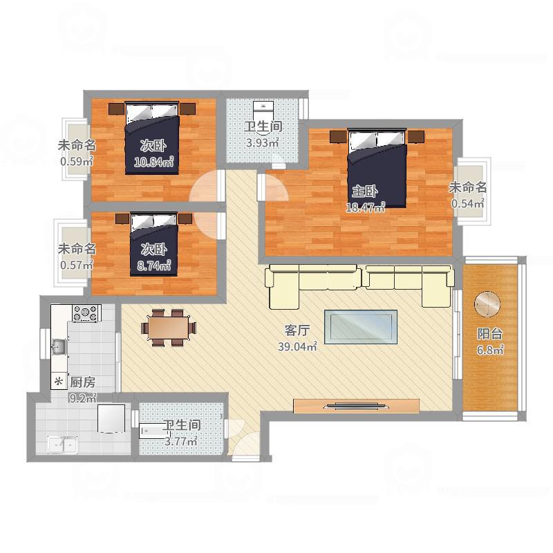 麒麟区东片区毛坯3室2厅2卫二手房出售13