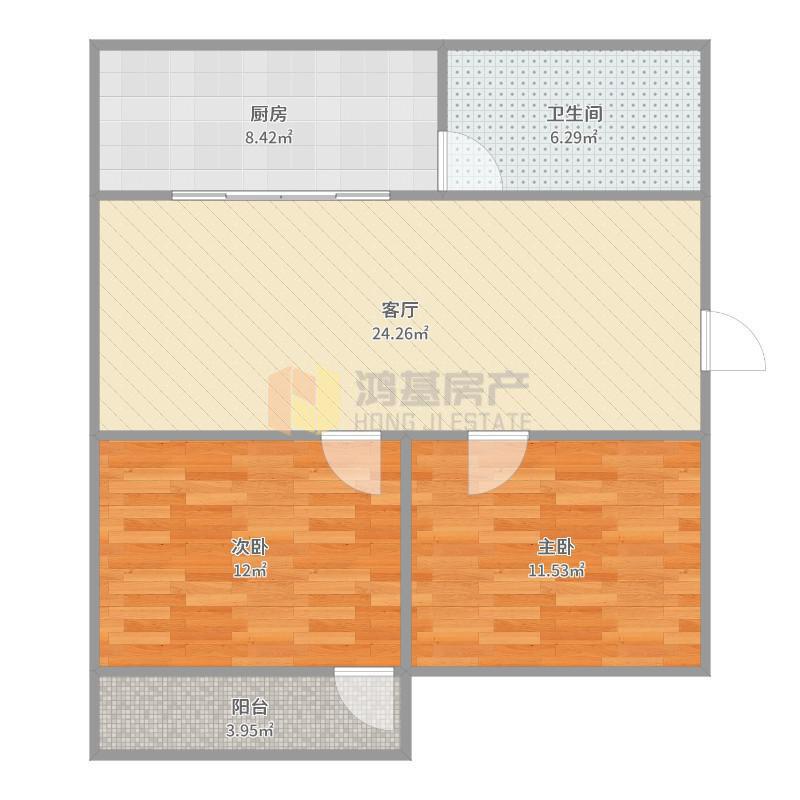梨园一区,性价比超高的2室2厅1卫1阳台 阳光 视线 无忧！8
