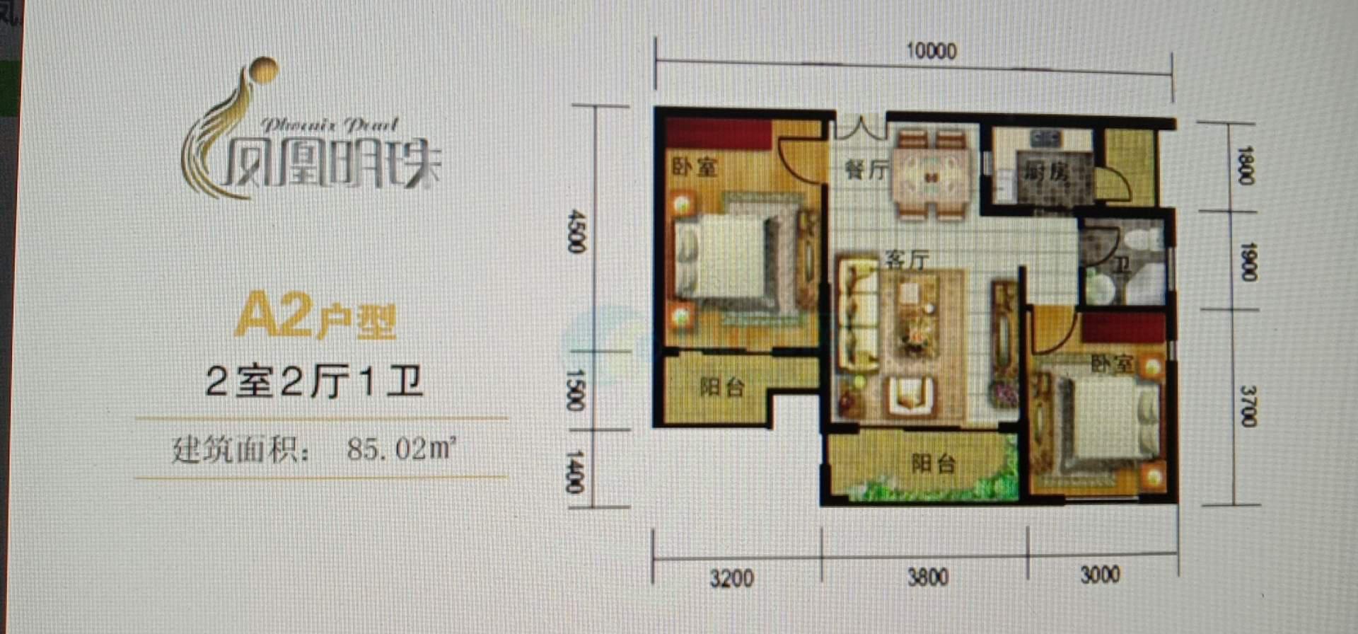 凤凰明珠2室1厅1卫朝南精装出租12