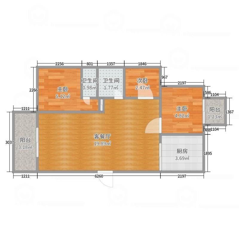 茅箭区武当路精装3室2厅2卫二手房出售13