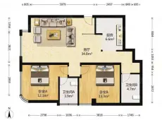 朝阳区|财富中心公寓2室2厅2卫出租