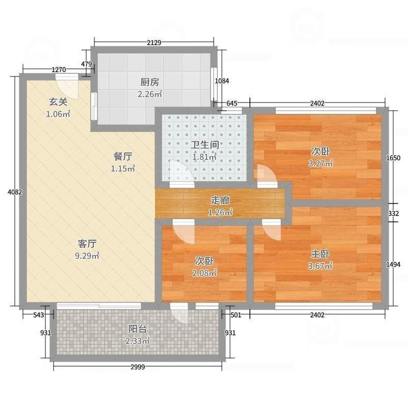新城香悦公馆,精致3室2厅1卫1阳台，小户型，大生活10