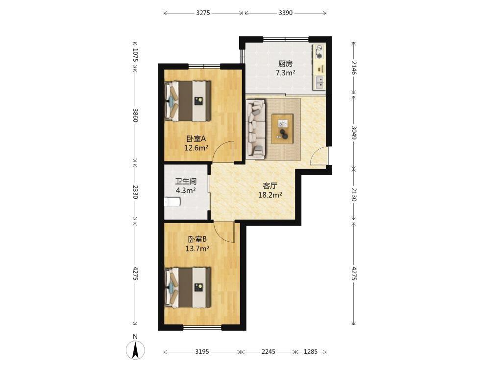 依云北郡A区,依云北郡A区 南北户型精装修两室两厅一卫 满五年9