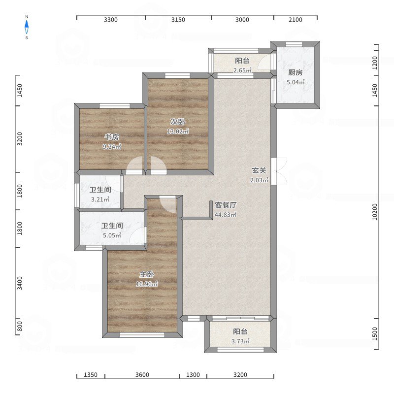 地中海阳光,豪装3室2卫南北，全屋智能家居11