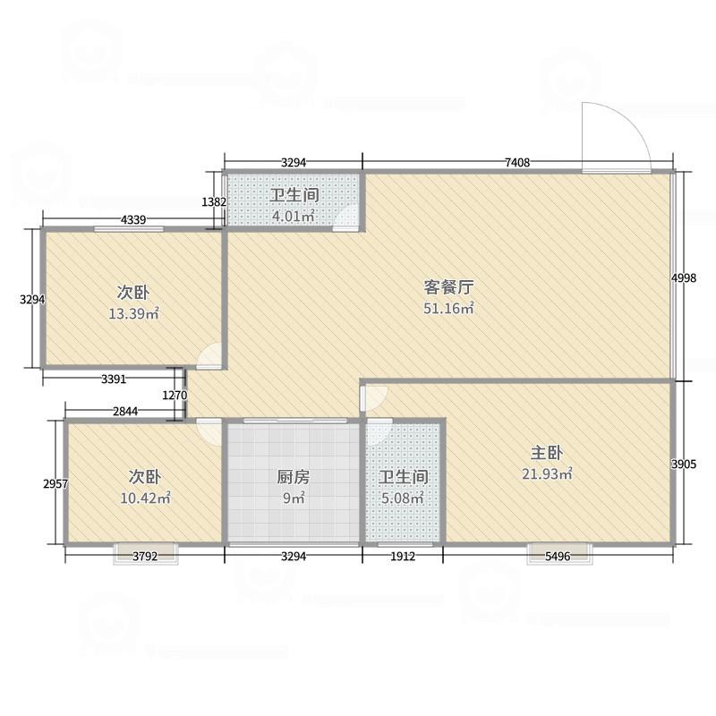 民安花园,民安花园 3室2厅2卫 户型方正采光好14