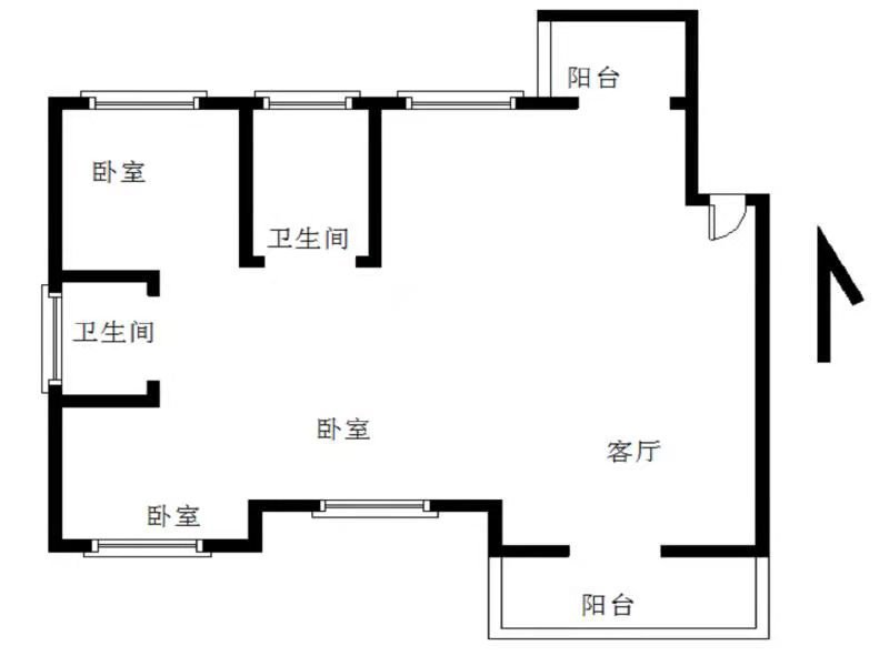 仙桃市中心毛坯3室2厅2卫二手房出售12