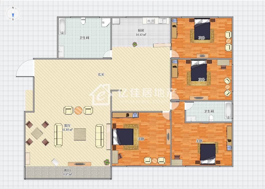 维也纳新城1期,维也纳精品洋房，162.82平，采光视野好13