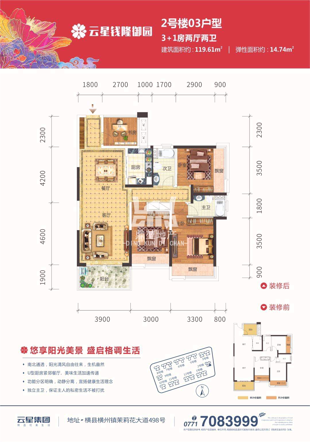 云星钱隆御园,业主急用钱，亏本卖，朝南户型13