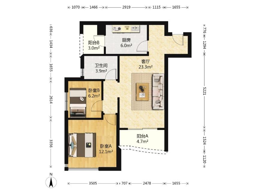 花都区铁路西精装2室2厅1卫二手房出售10