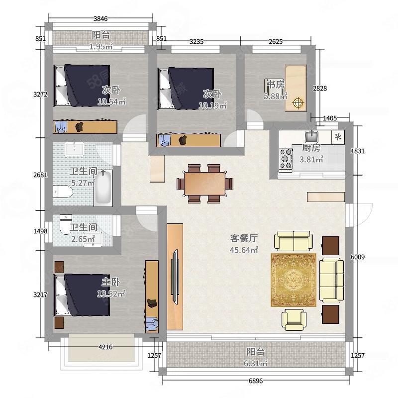 成信景苑,成信景苑精致4室2厅2卫1阳台，仅售230万元12