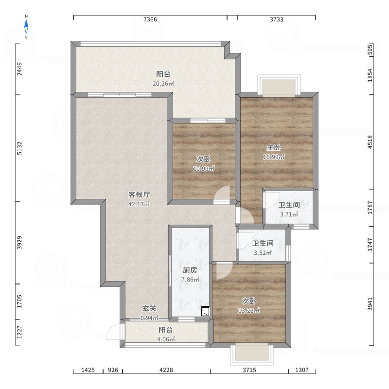 四方新城,四方新城毛坯大三室，电梯高层。14