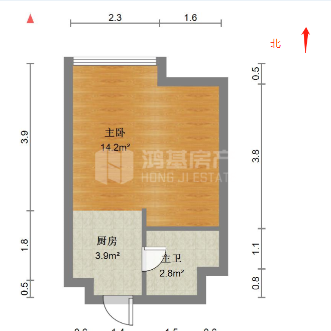 恒茂国际华城,市中心,安静小区,1室1厅1卫1阳台精装,房东换房15