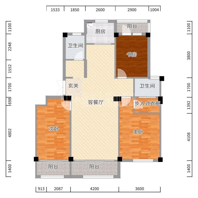 东亚第一城三期,毛坯3室2厅2卫 120平 48