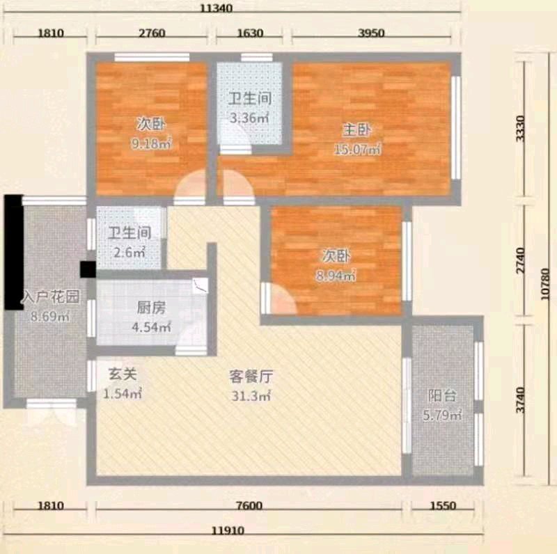 麒麟区南片区毛坯3室2厅2卫二手房出售11