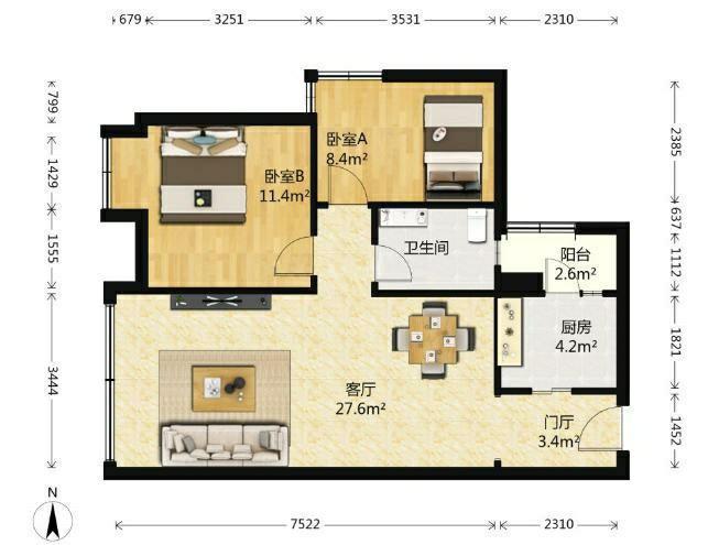 龙湖金楠天街楠香庭,龙湖楠香庭 精装套二 季度付 看房方便   有钥匙8