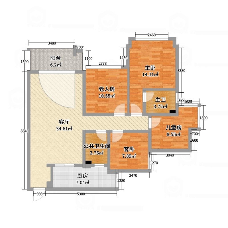 钦南区城西毛坯4室2厅2卫二手房出售14