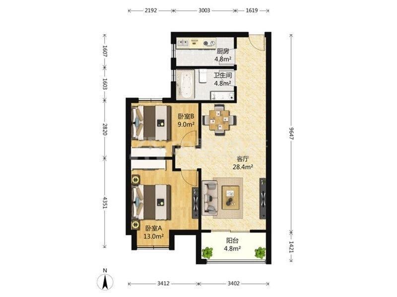 弘阳旭日上城三区,精装修拎包入住南北通透7