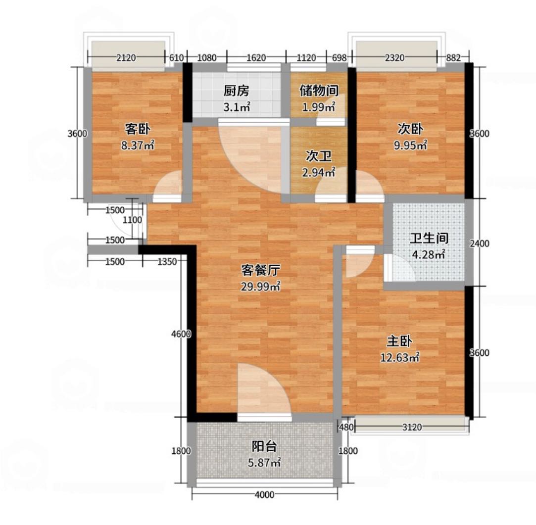 沁湾铭园,南市区 湖景房沁湾铭园127平大3室全新毛坯13