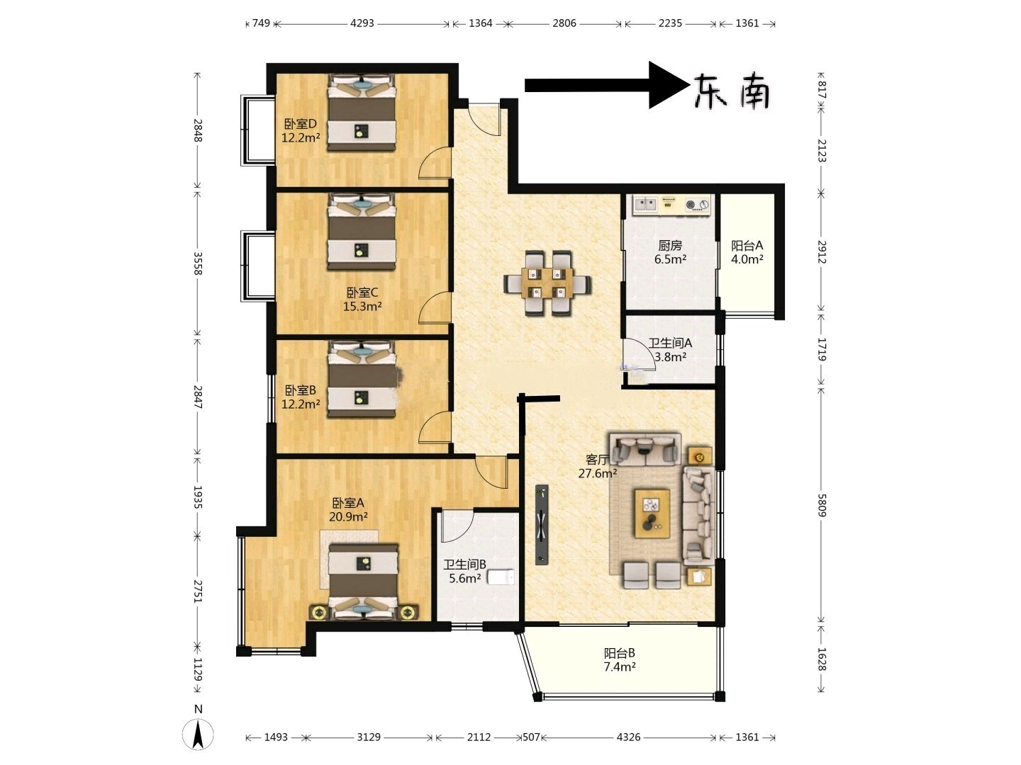 瑞露嘉都,南门坝1227商圈 大盘小区 瑞露嘉都精装4房13