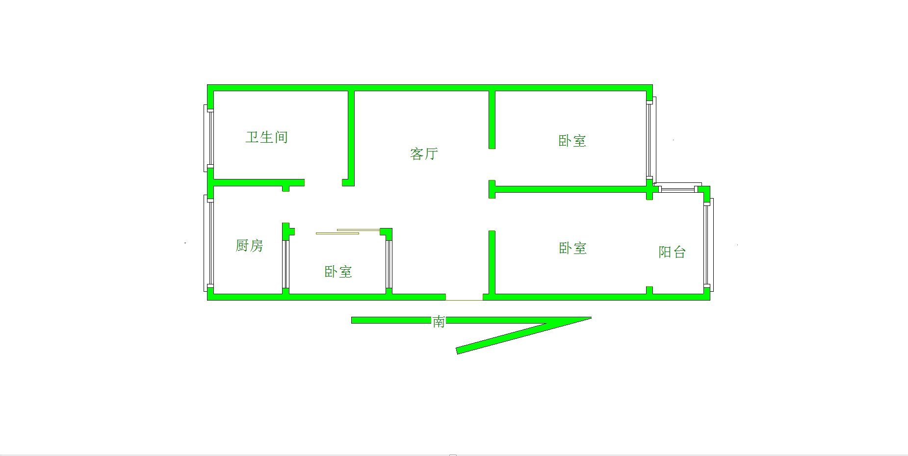 中山绿色小区,86.5㎡3室1厅1卫1阳台，中山绿色小区，步梯四层10