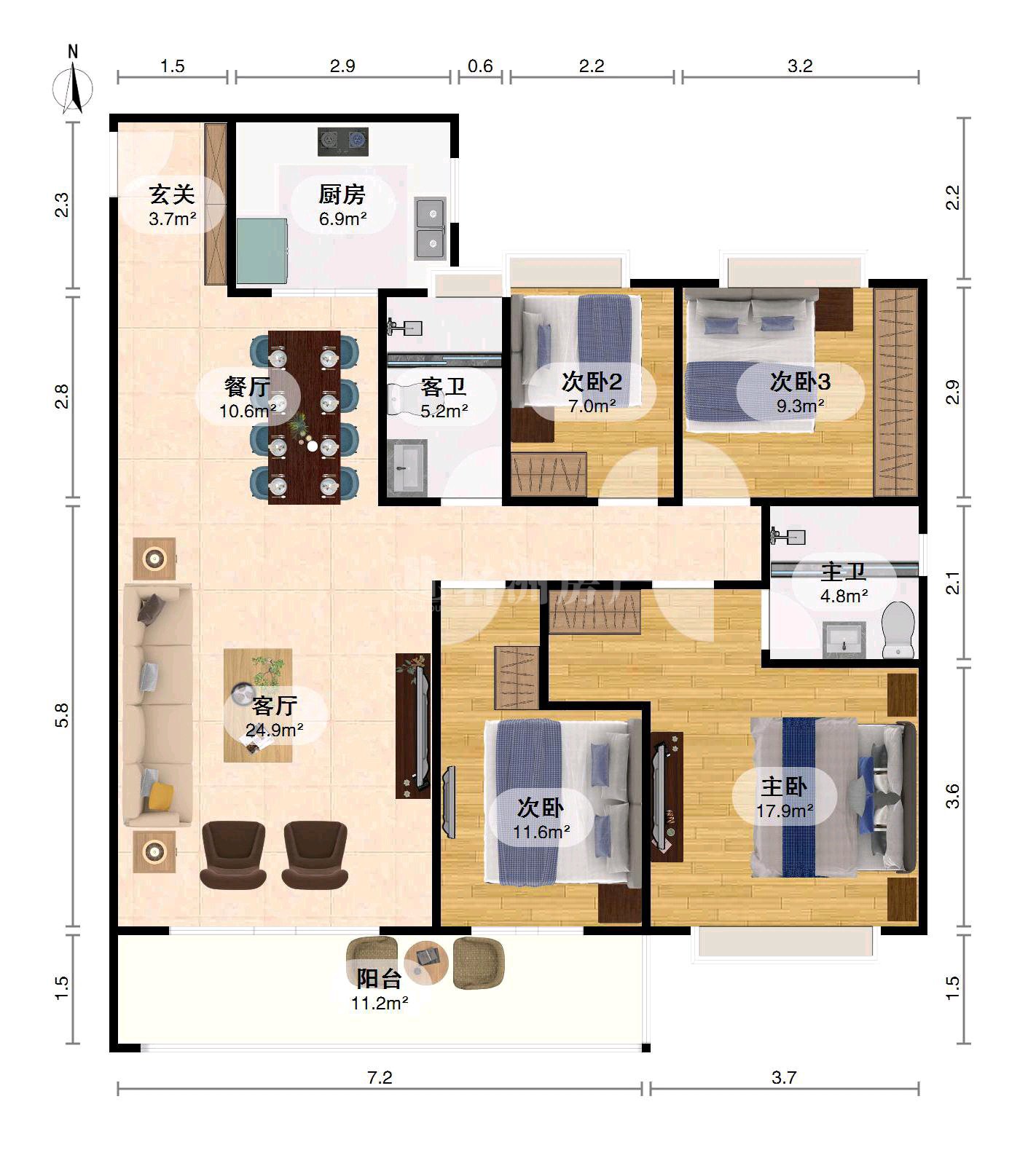 澧州华府,澧州华府 三室二厅 家具家电齐全 拎包入住13