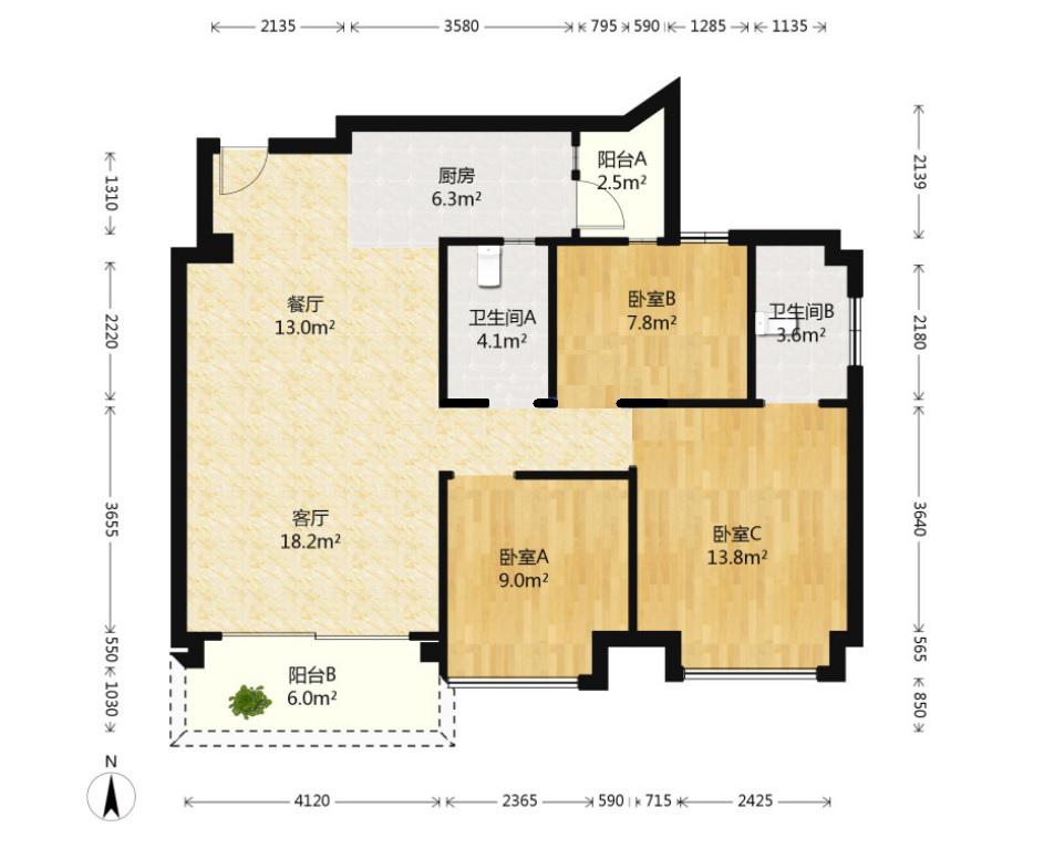 翠亨新区南朗街道毛坯3室2厅2卫二手房出售13