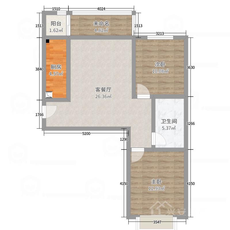 兰飞小区西区,1室1厅1卫1阳台46.85㎡,阔绰客厅,超大阳台11