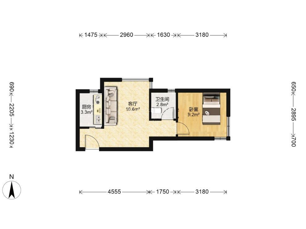 依云北郡F区,精装修 一室一厅 室内保持好 依云北郡F区8