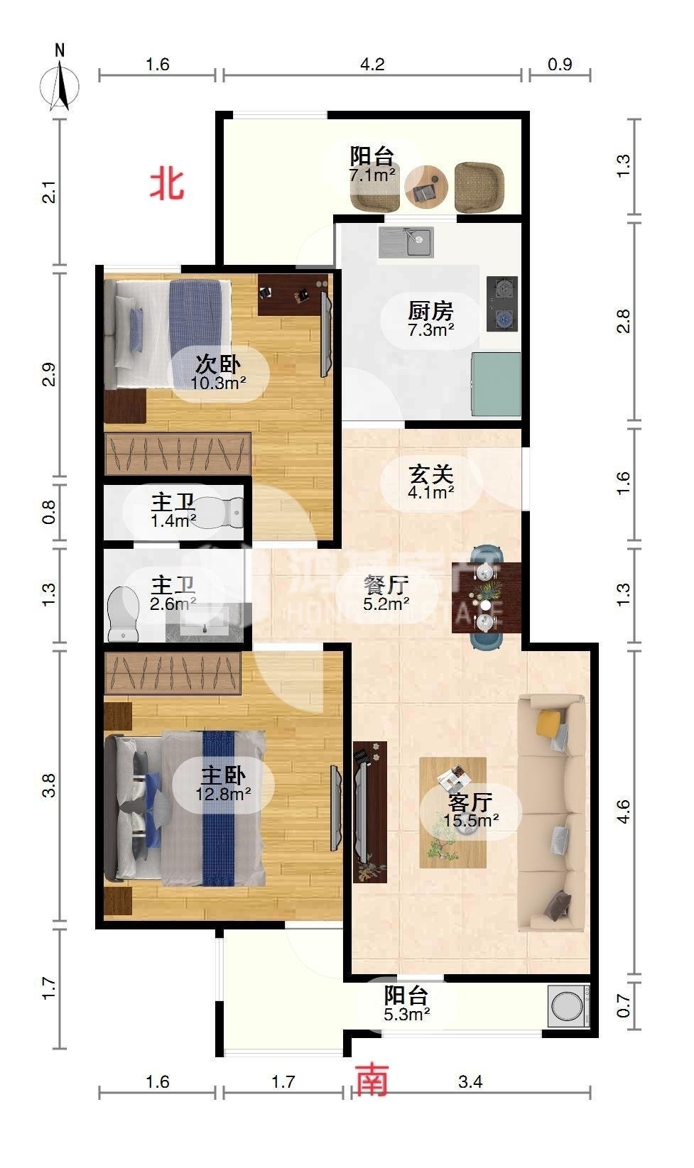 万科四季花城北区,精品好房，万科四季花城北区2室2厅1卫2阳台，房主急售12