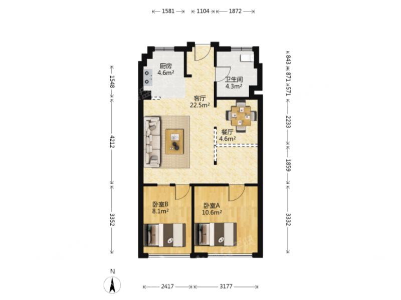 绿都嘉丰公馆,绿都嘉丰公馆纯板房，户型2室2厅1卫0阳台急售！8