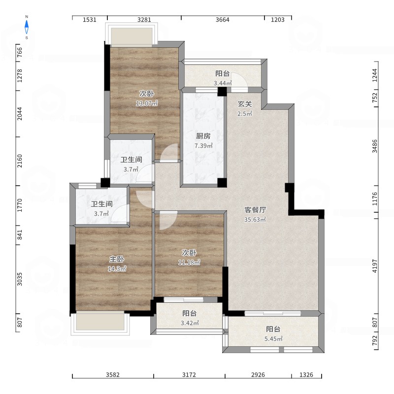 西湖绿洲城一期,西湖绿洲城一期1300元/月104㎡3室2厅2卫1阳台精装13