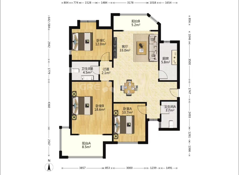 伊顿公馆,伊顿公馆 陪读好房 南北通透大三室38010