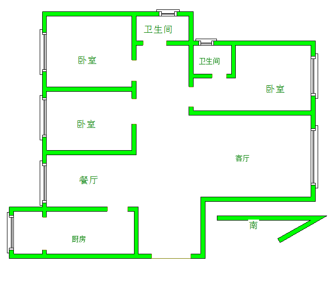 城区城南毛坯3室2厅1卫二手房出售9