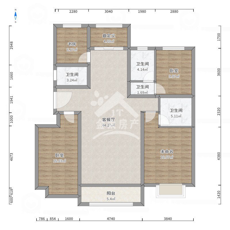 五原县城中精装3室2厅2卫二手房出售10