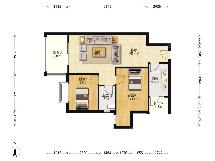 上道西城C区,上道西城买2室1厅1卫送2个花园7