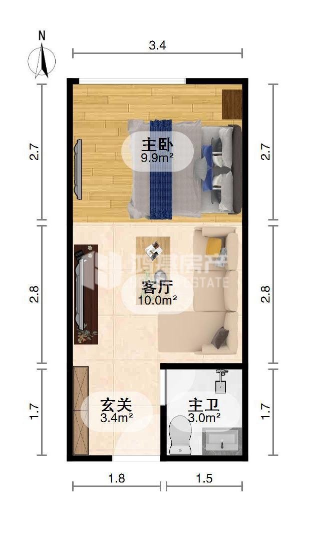 居住主题公园丁香怡景,精致1室1厅1卫1阳台，小户型，大生活14