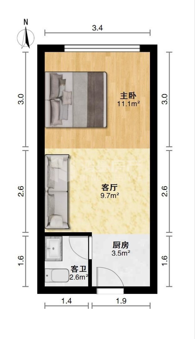 居住主题公园丁香怡景,精致1室1厅1卫1阳台，小户型，大生活15