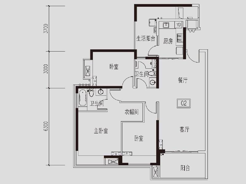 保利西海岸瀚海花园,瀚海花园 东南向三房两卫 一线望江13