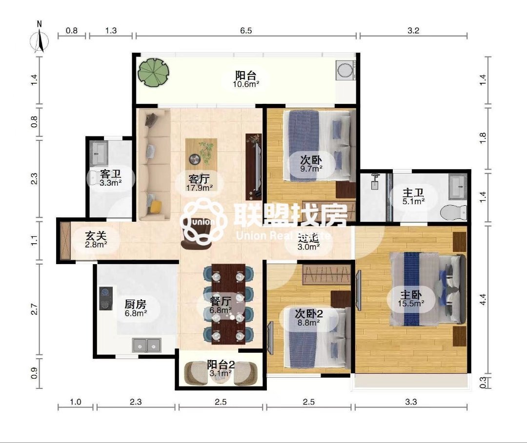 豪港华庭3室2厅1卫朝南精装出租13