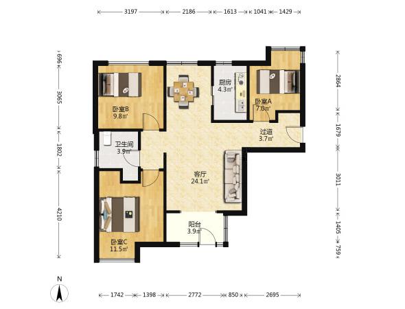 万科城多伦多街区,新都心稀有一楼带院，多伦多精装小套三，领包入住，9