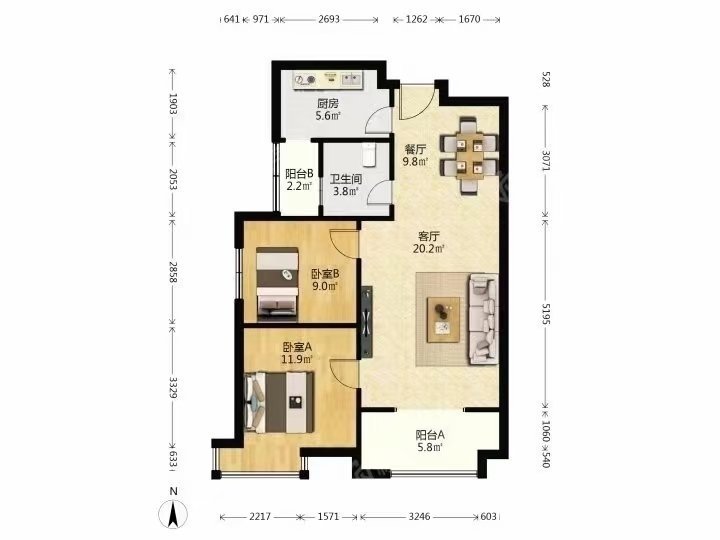 灞桥区国际港务区毛坯2室2厅1卫二手房出售10