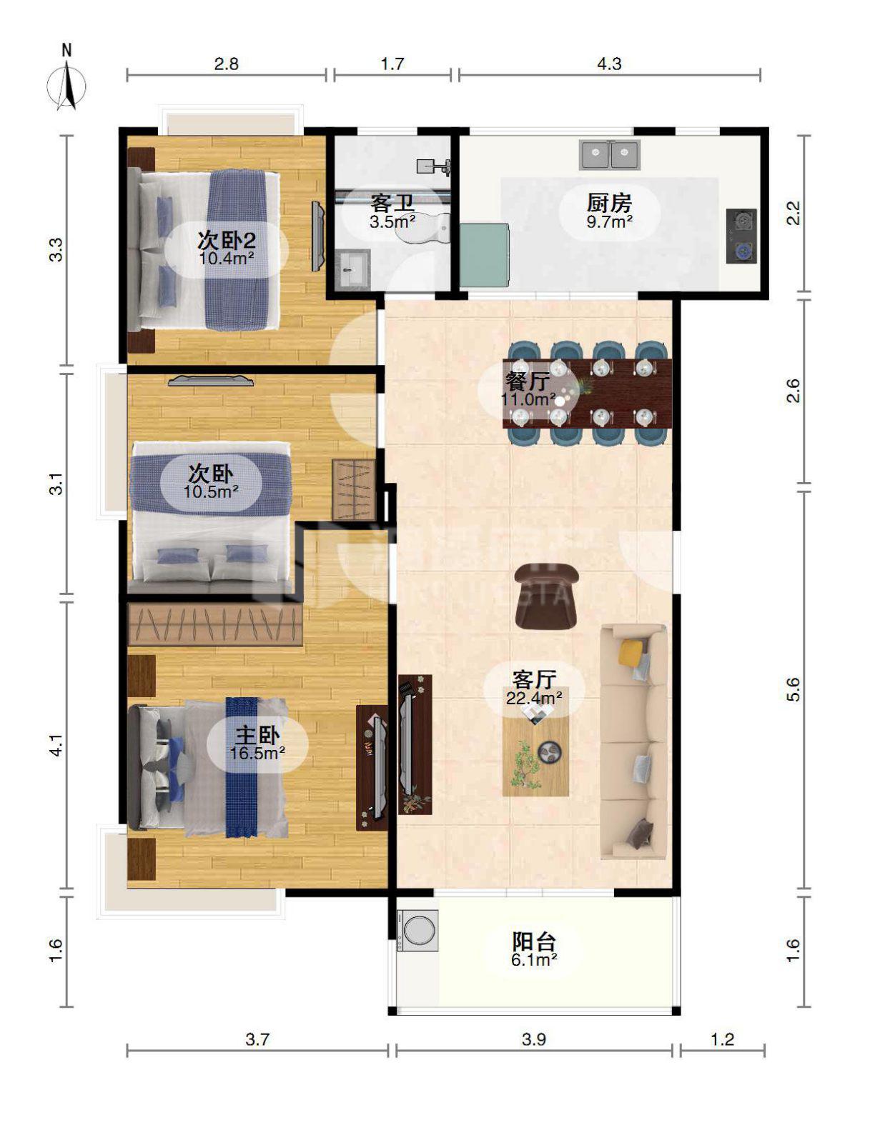 天泽园,精致3室2厅1卫2阳台，小户型，大生活15