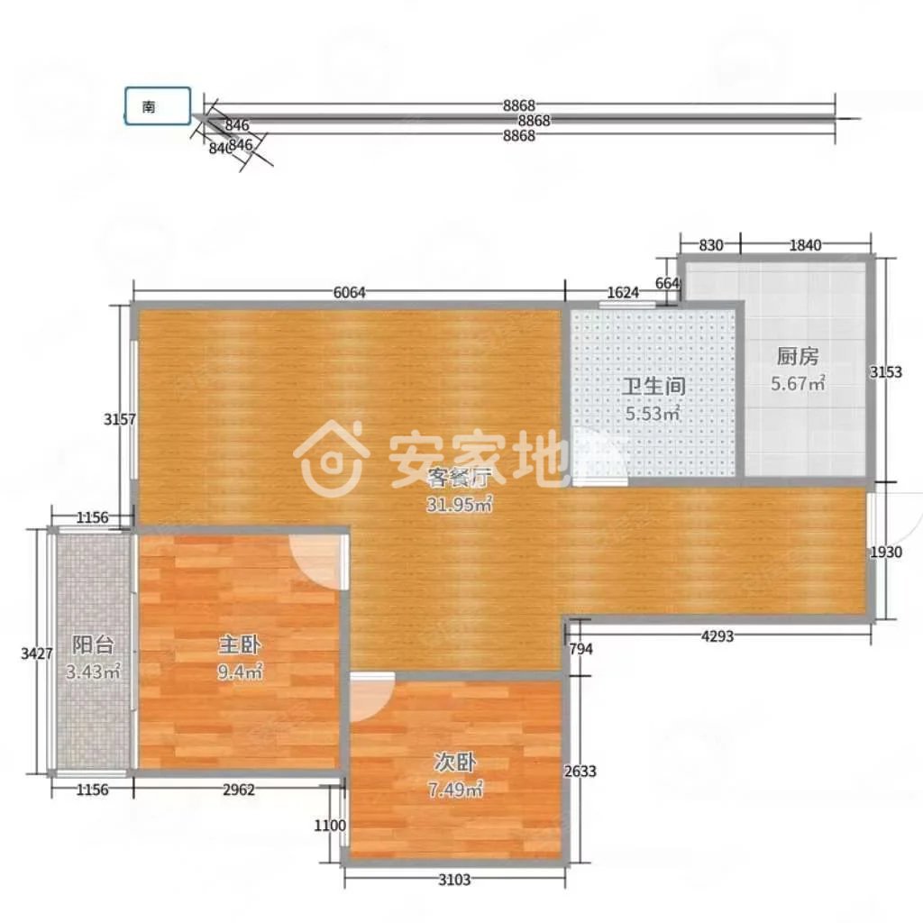 凤凰财富广场,电梯，大暧，二室二厅一卫8