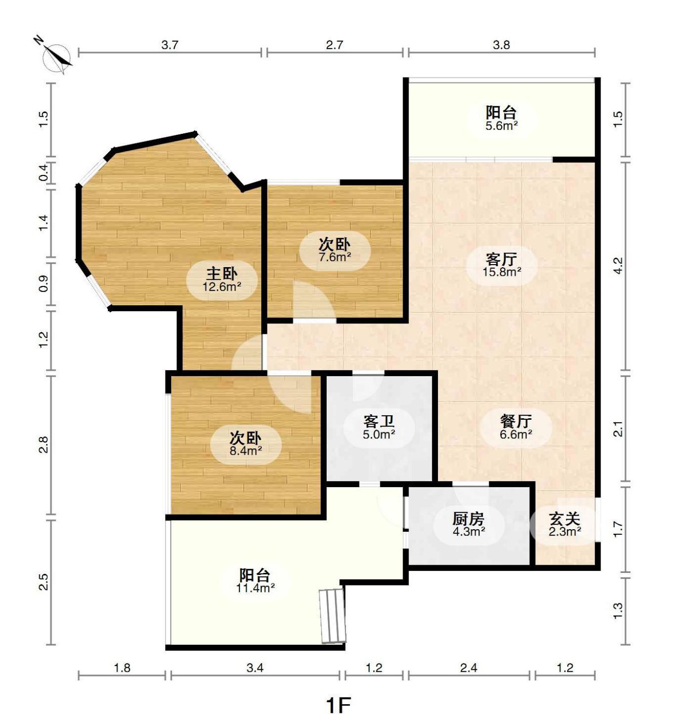 万科四季花城3室2厅1卫朝西南精装出租15