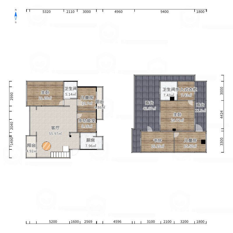 居住主题公园荷塘月色,大户型，多房间，多露台双拼11