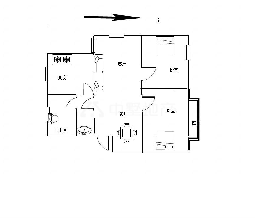 建南新村,南北通透,2室2厅2卫1阳台全南,户型非常棒,有户型为证8