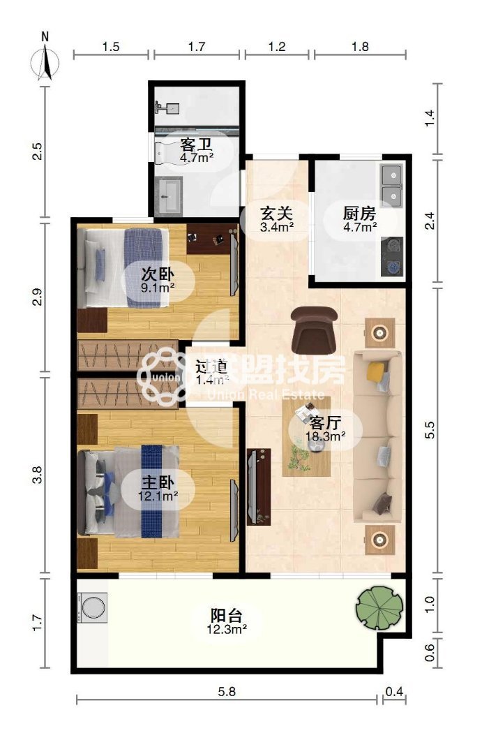 吾悦和府,吾悦和府 精品2房2厅 朝南视野好 仅38万 好楼层11