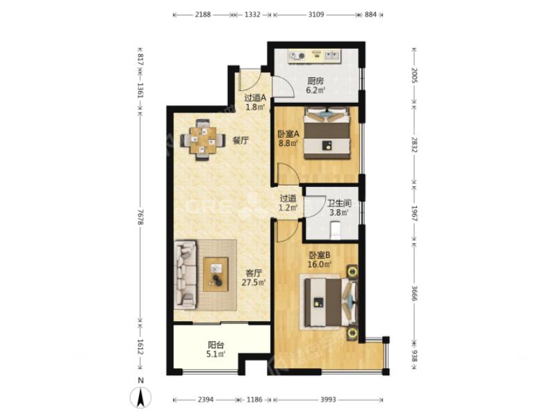 融侨城四期,融侨城地铁精装2室2厅1卫0阳台，交通便利，设施齐全7